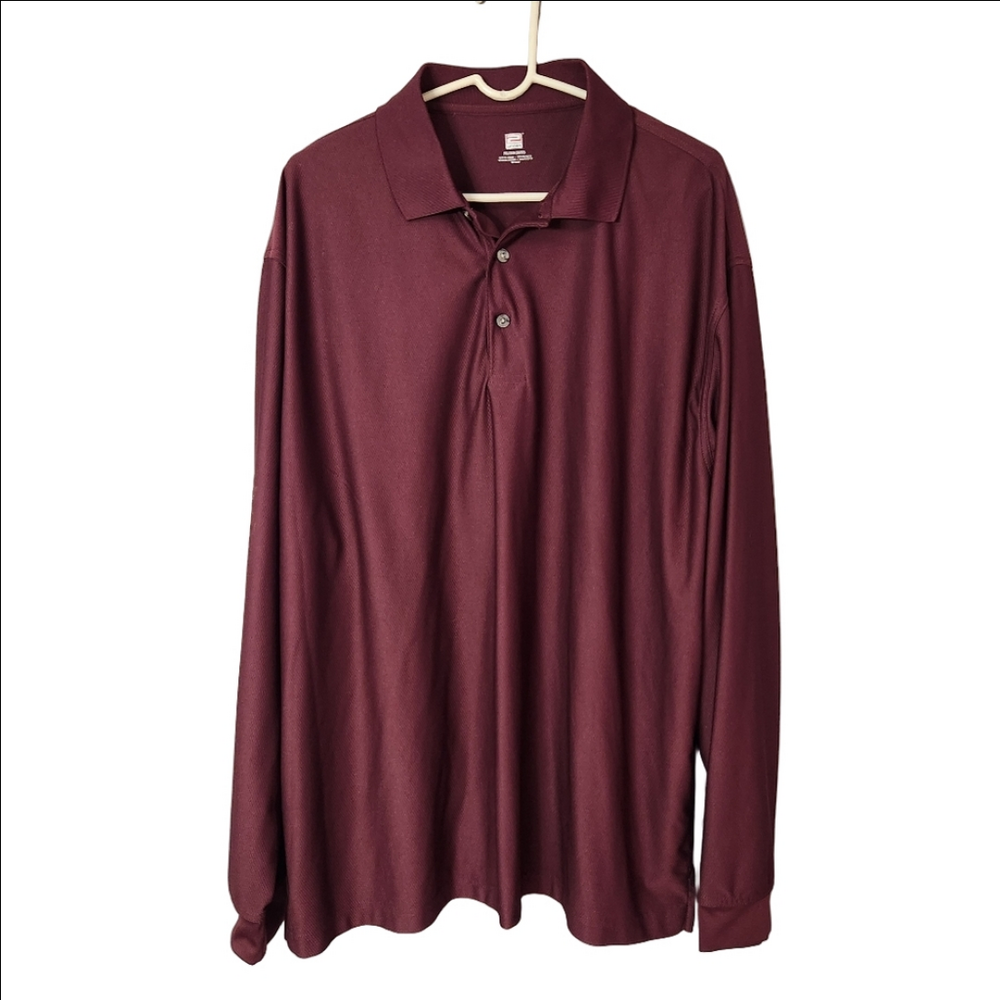Under Armour Maroon Wine red mens 2xl 2xg (50-52) Long Sleeve collar polo Shirt